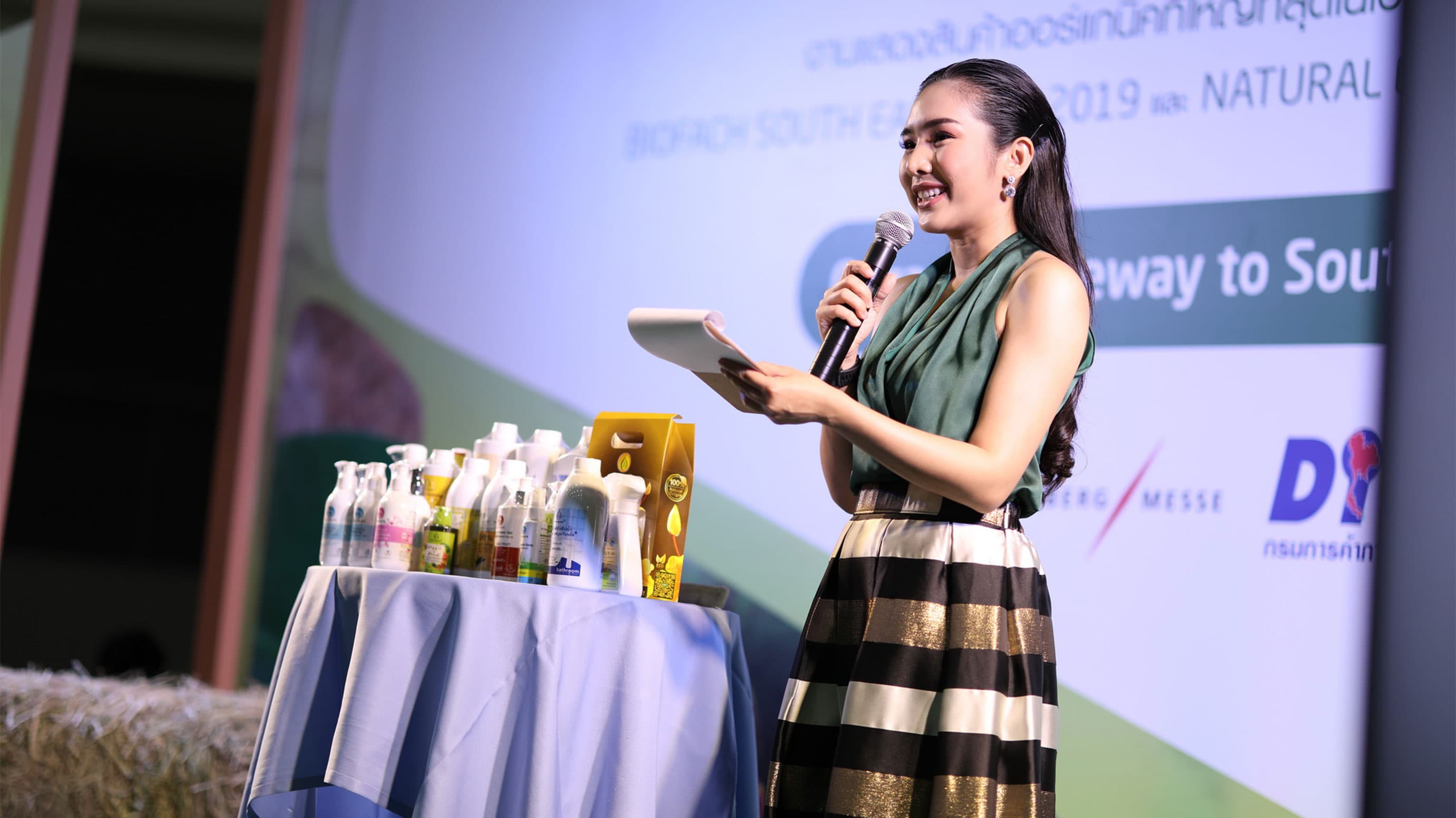 Moderator on the stage